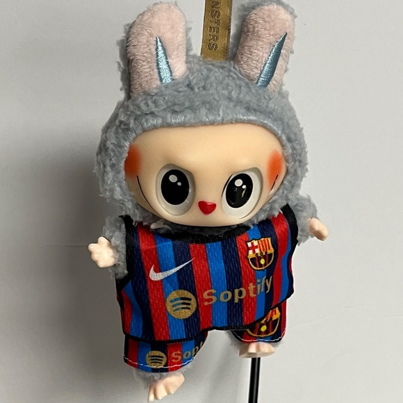 Labubu FCB Soccer Jersey Outfit Futbol Football Clothing Clothes Blue Red - Picture 1 of 8